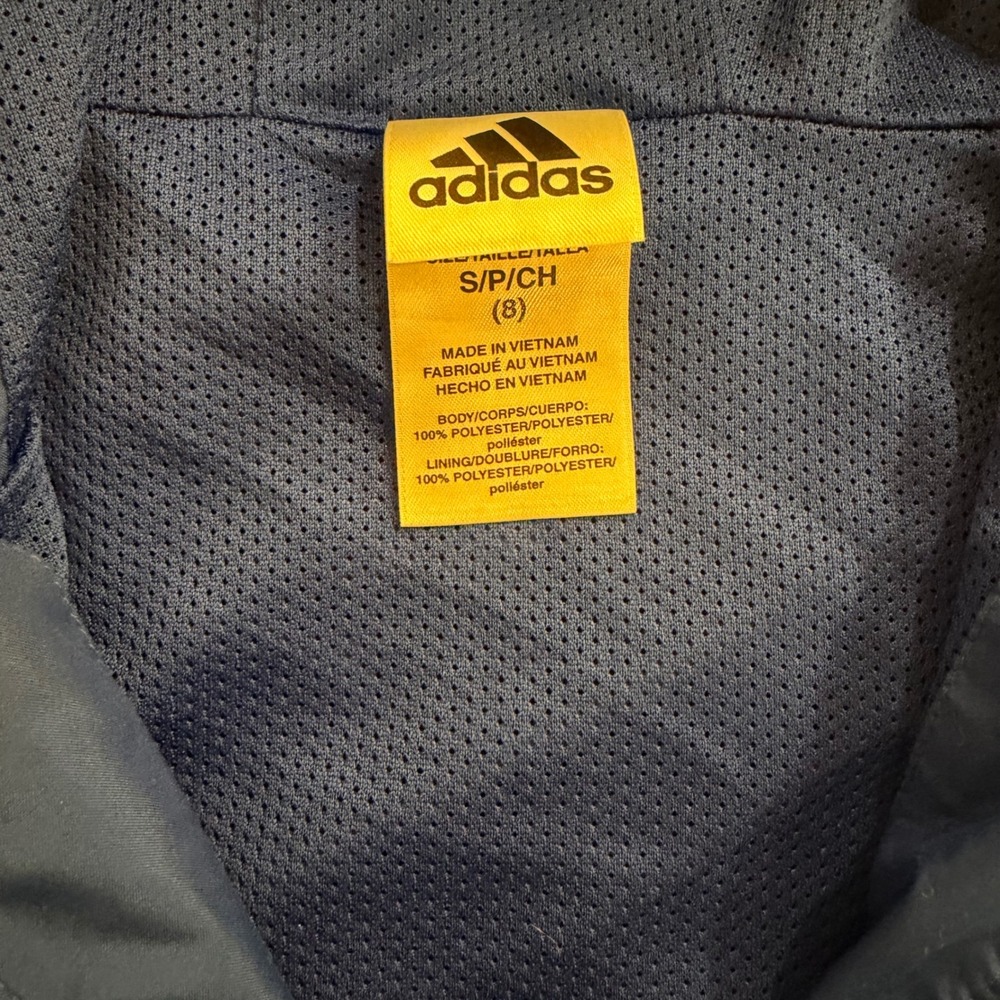 Adidas Kids Blue Hooded Track Jacket Size S‎ 8 Lightweight Activewear - Picture 2 of 3